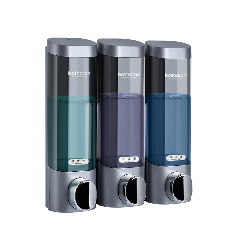 Wall-mounted No Punch Three-head Soap Dispenser Hotel Guesthouse House - Image 4