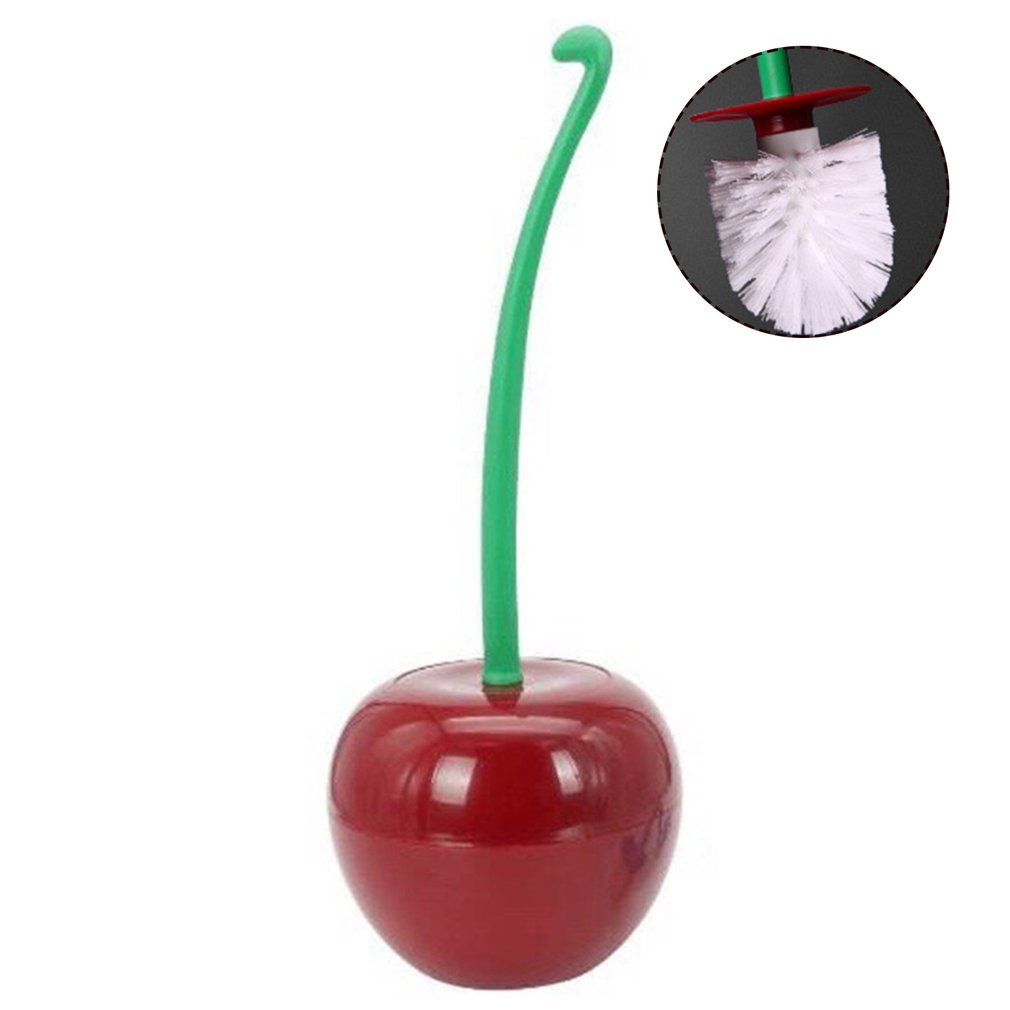 Long Handle Soft Hair Household Toilet Brush Cherry Toilet Brush Daily Necessities Creative Plastic Cleaning Brush Toilet Brush Set - Image 7
