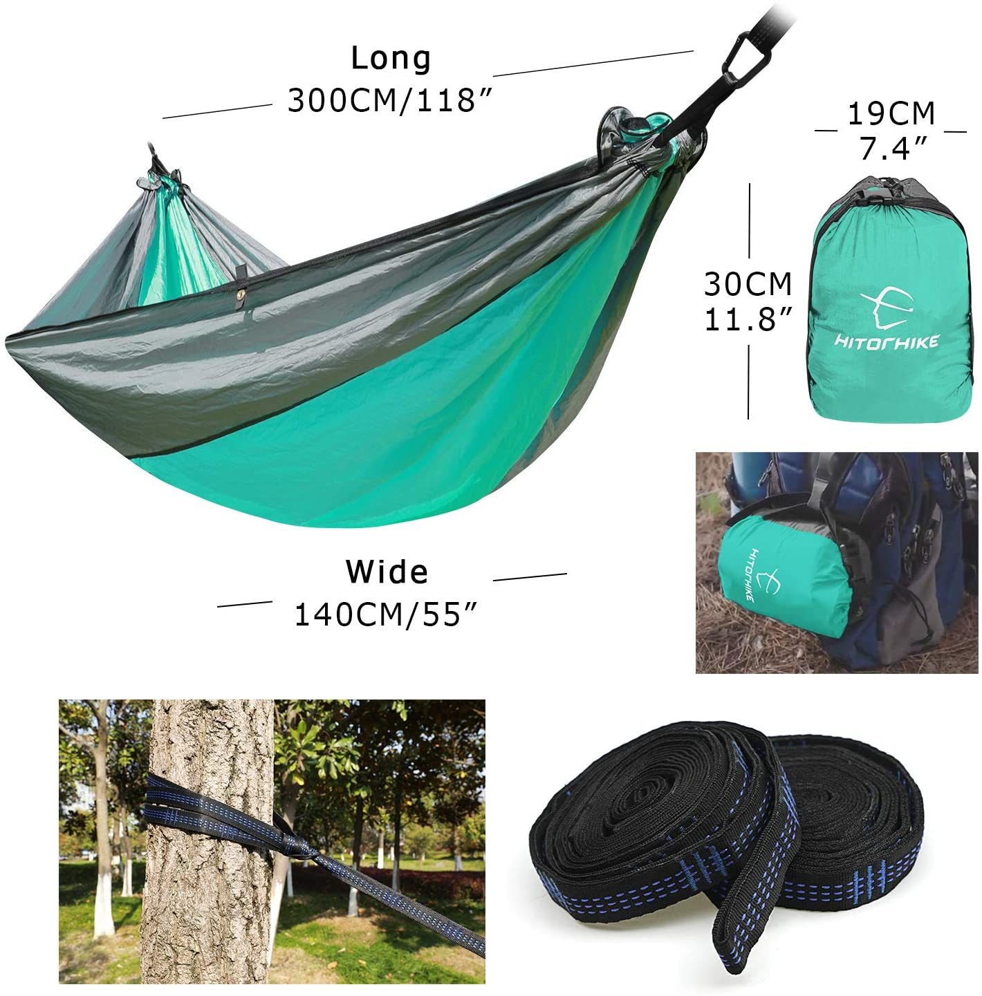 Backpacking Hammock - Portable Nylon Parachute Outdoor Double Hammock - Image 6