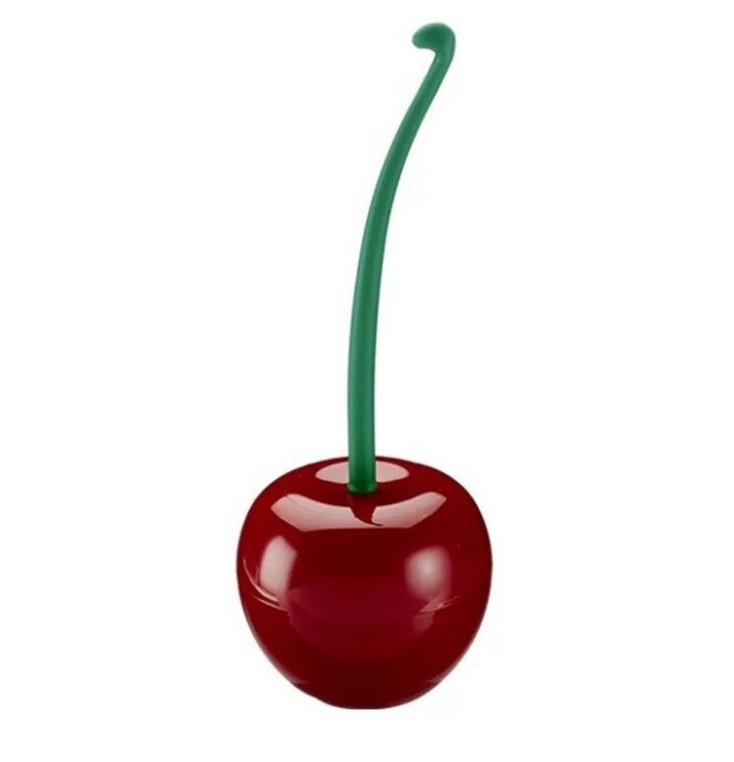 Long Handle Soft Hair Household Toilet Brush Cherry Toilet Brush Daily Necessities Creative Plastic Cleaning Brush Toilet Brush Set - Image 3