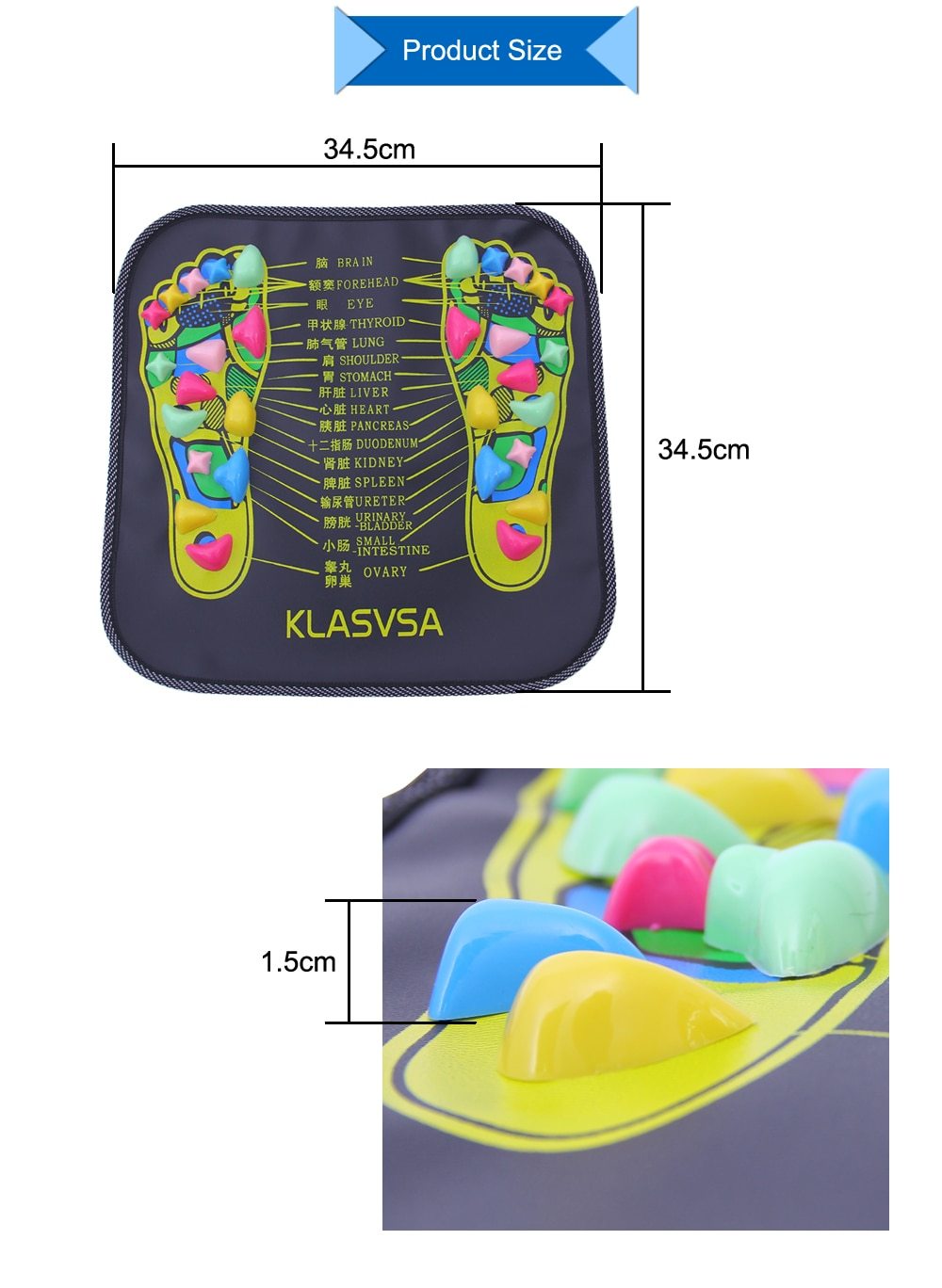 Reflexology Foot Massage Pad Cobblestone Walk Massager Mat Pain Relief Health Care Acupressure Mat - Image 6