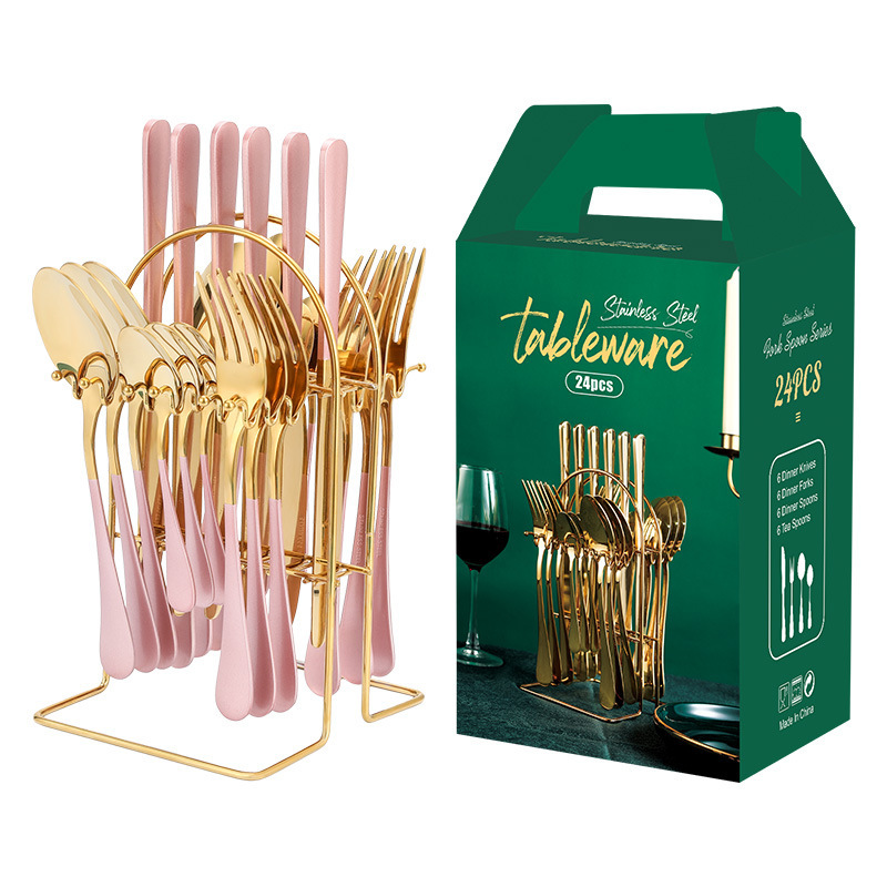 Gold Dinnerware Set Stainless Steel Tableware Set Knife Fork Spoon Luxury Cutlery Set With Storage Rack Dishwasher - Image 7