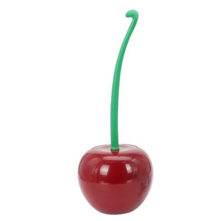 Long Handle Soft Hair Household Toilet Brush Cherry Toilet Brush Daily Necessities Creative Plastic Cleaning Brush Toilet Brush Set - Image 4
