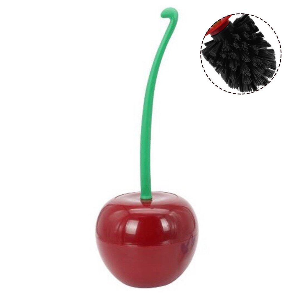 Long Handle Soft Hair Household Toilet Brush Cherry Toilet Brush Daily Necessities Creative Plastic Cleaning Brush Toilet Brush Set - Image 6